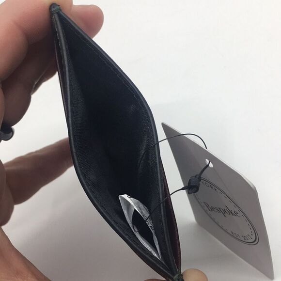 NWT Bespoke Unisex Dark Green Colorblock Leather Card Holder Wallet - Picture 6 of 15